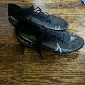 Nike soccer cleats. Black and silver.